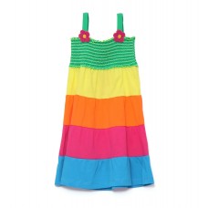 Dress with Wide Straps and Broad Stripes in Colors 