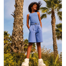 BLUE FORMAL SHORTS WITH BELT FOR GIRLS IDO