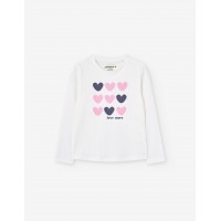 PINK GREY HEARTS T-SHIRT LOSAN 