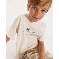 Boys knit T-shirt with Caribbean print 