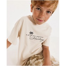 Boys knit T-shirt with Caribbean print Boys knit T-shirt with Caribbean print