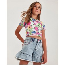 Girls plain soft denim shorts 