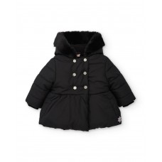 Girls padded coat with hood and plush lining