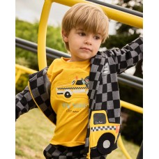 Knitted boys T-shirt with a car appliqué
