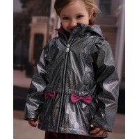 Girls raincoat with glossy finish and decorative bow