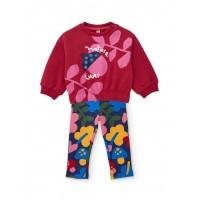 Girls fleece set with floral-design sweatshirt and matching leggings Girls fleece set with floral-design sweatshirt and matching leggings