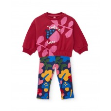 Girls fleece set with floral-design sweatshirt and matching leggings Girls fleece set with floral-design sweatshirt and matching leggings