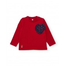 Knitted girls long-sleeve T-shirt with heart patch Knitted girls long-sleeve T-shirt with heart patch