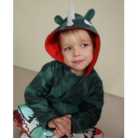 Boys raincoat with rhinoceros design and lined hood Boys raincoat with rhinoceros design and lined hood