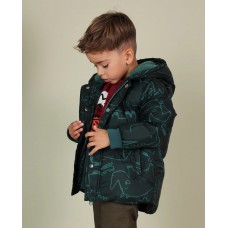 Boys woven coat with rhinoceros print and soft lining Boys woven coat with rhinoceros print and soft lining