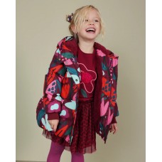 Girls padded coat with floral print and vibrant colors Girls padded coat with floral print and vibrant colors