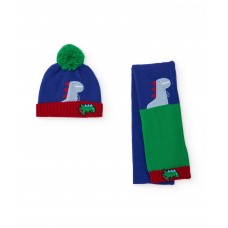Boys knitted set with hat and scarf featuring a dinosaur design Boys knitted set with hat and scarf featuring a dinosaur design
