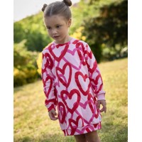 Girls plush dress with heart print and soft feel Girls plush dress with heart print and soft feel
