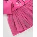 Girls knitted and plush dress with a dinosaur design and ruffle