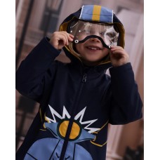Boys hooded raincoat with motorbike design