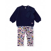 Girls fleece set with tie-front sweatshirt and printed leggings Girls fleece set with tie-front sweatshirt and printed leggings