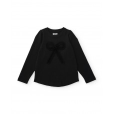 Girls knitted T-shirt with a decorative bow and long sleeves Girls knitted T-shirt with a decorative bow and long sleeves