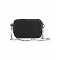 Girls faux leather bag with a metal chain and zip closure