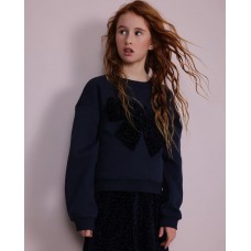 Girls fleece sweatshirt with a decorative bow and ribbed cuffs Girls fleece sweatshirt with a decorative bow and ribbed cuffs