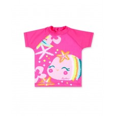 Seashell girl fuchsia swim shirt 