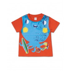 Red knit T-shirt for boy Holidays  