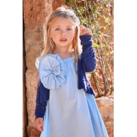 Girls woven dress with flower embellishment 
