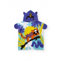 Boys multicolor knitted poncho towel with hood Boys multicolor knitted poncho towel with hood