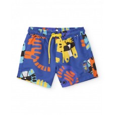 Boys swim shorts in plain weave fabric with an abstract style Boys swim shorts in plain weave fabric with an abstract style