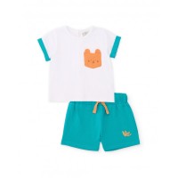 Knitted newborn set with decorative pocket 