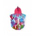 Girls coral knitted poncho towel with hood 
