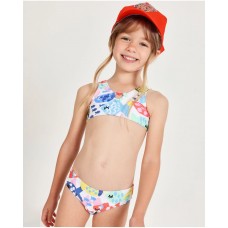 Girls knit bikini with ruched detail 