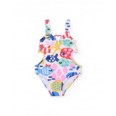 Girls knit swimsuit with side cut-outs 