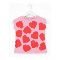 Girls knit T-shirt with heart print 