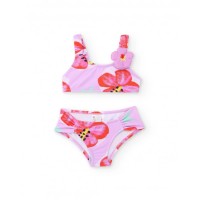 Girls knitted bikini with flower appliqué 