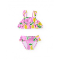 Girls knitted bikini with gingham background Girls knitted bikini with gingham background