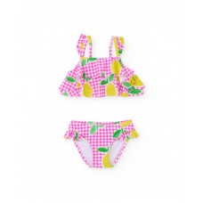 Girls knitted bikini with gingham background Girls knitted bikini with gingham background