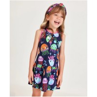 Girls knitted dress with contrast trims Girls knitted dress with contrast trims