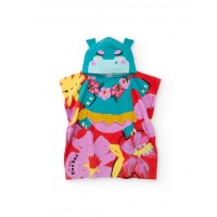 Girls floral knitted poncho towel with hood 