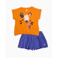 Girls knitted set with appliqué flower 