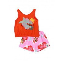 Girls knitted set with floral design 