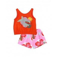 Girls knitted set with floral design 
