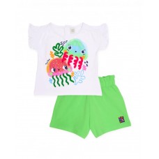 Girls knitted set with jellyfish print