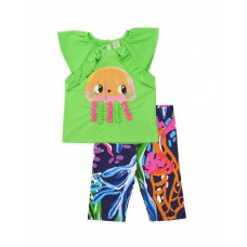 Girls knitted set with raised appliqués 