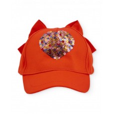 Girls plain weave cap with a sequin heart Girls plain weave cap with a sequin heart