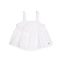 Girls woven blouse with flower appliqué 