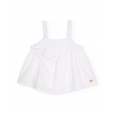 Girls woven blouse with flower appliqué 