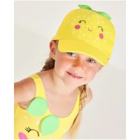 Girls woven cap with decorative leaves Girls woven cap with decorative leaves