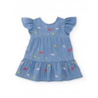 Girls woven dress in soft denim 
