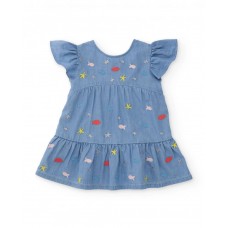 Girls woven dress in soft denim 