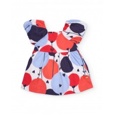 Girls woven dress with puff sleeves 